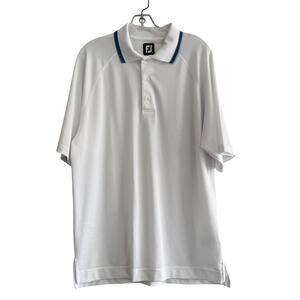 FootJoy White Performance Golf Polo Stretch Athletic Country Club Mens M Shirt